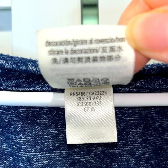 PINK oversized top xs long sleeved marbled v neck blue top comfy lounge top - Picture 6 of 6